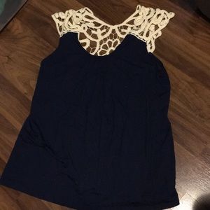 Navy blue lace tank top